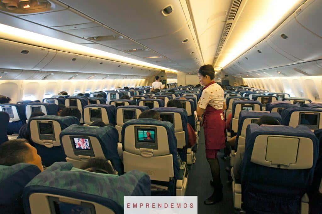 Stewardess Working on Airplane