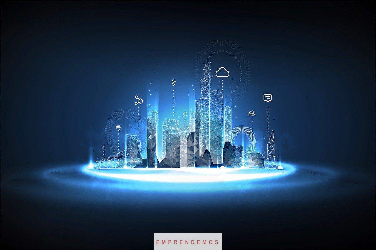 technology, city, glowing