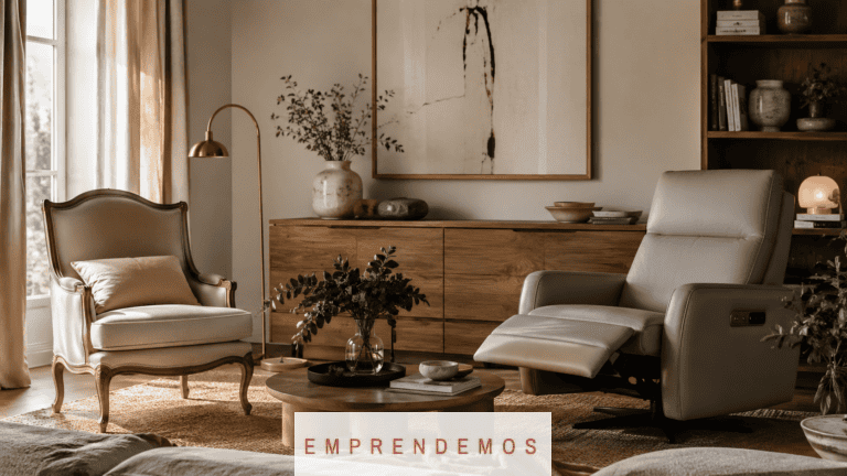 Salón acogedor con detalles naturales