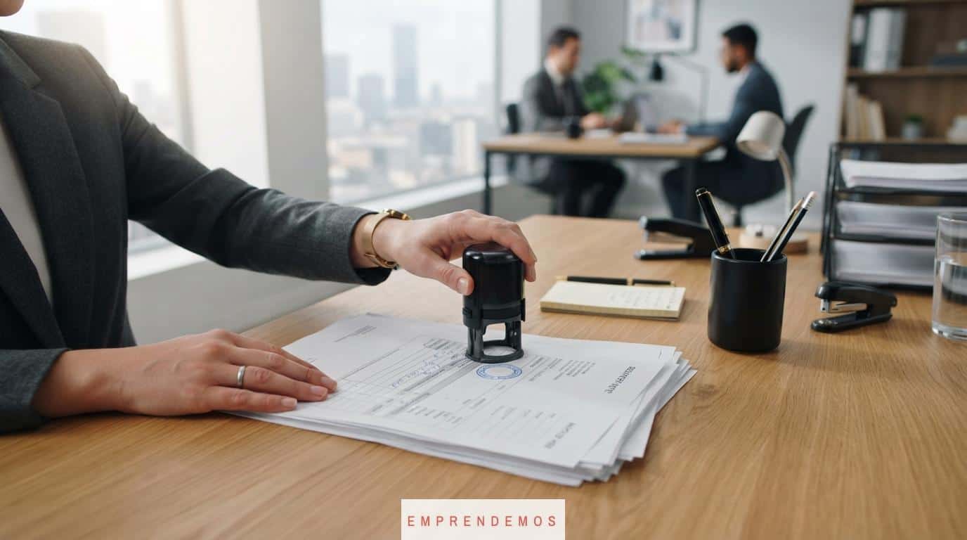 Sello automático utilizado en documentación de empresa